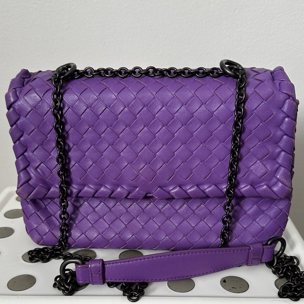Bottega Veneta Violet Woven Chain Shoulder Bag